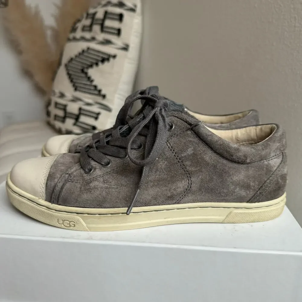 UGG Gray Suede Taya Sherpa Lined Low Top Sneakers Size 8 Fall/Winter